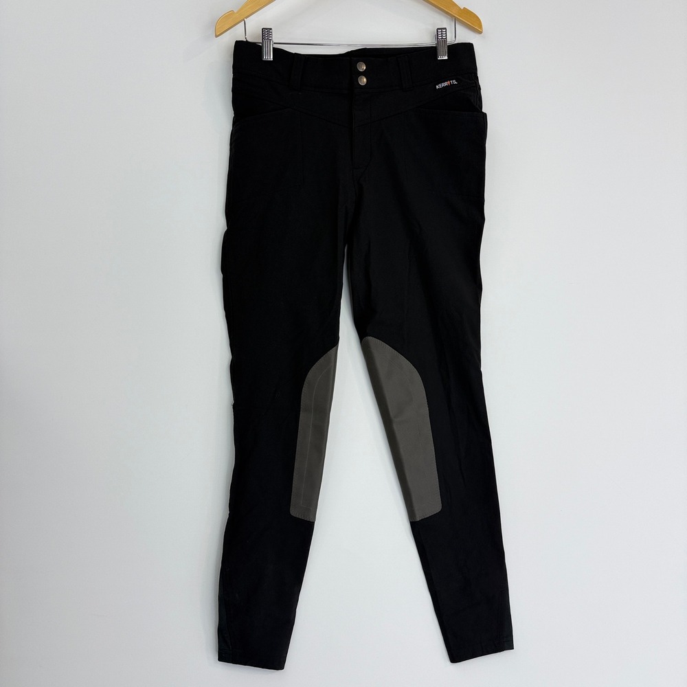 Kerrits Crossover II Knee Patch Breeches Women Large Black Equestrian Pants